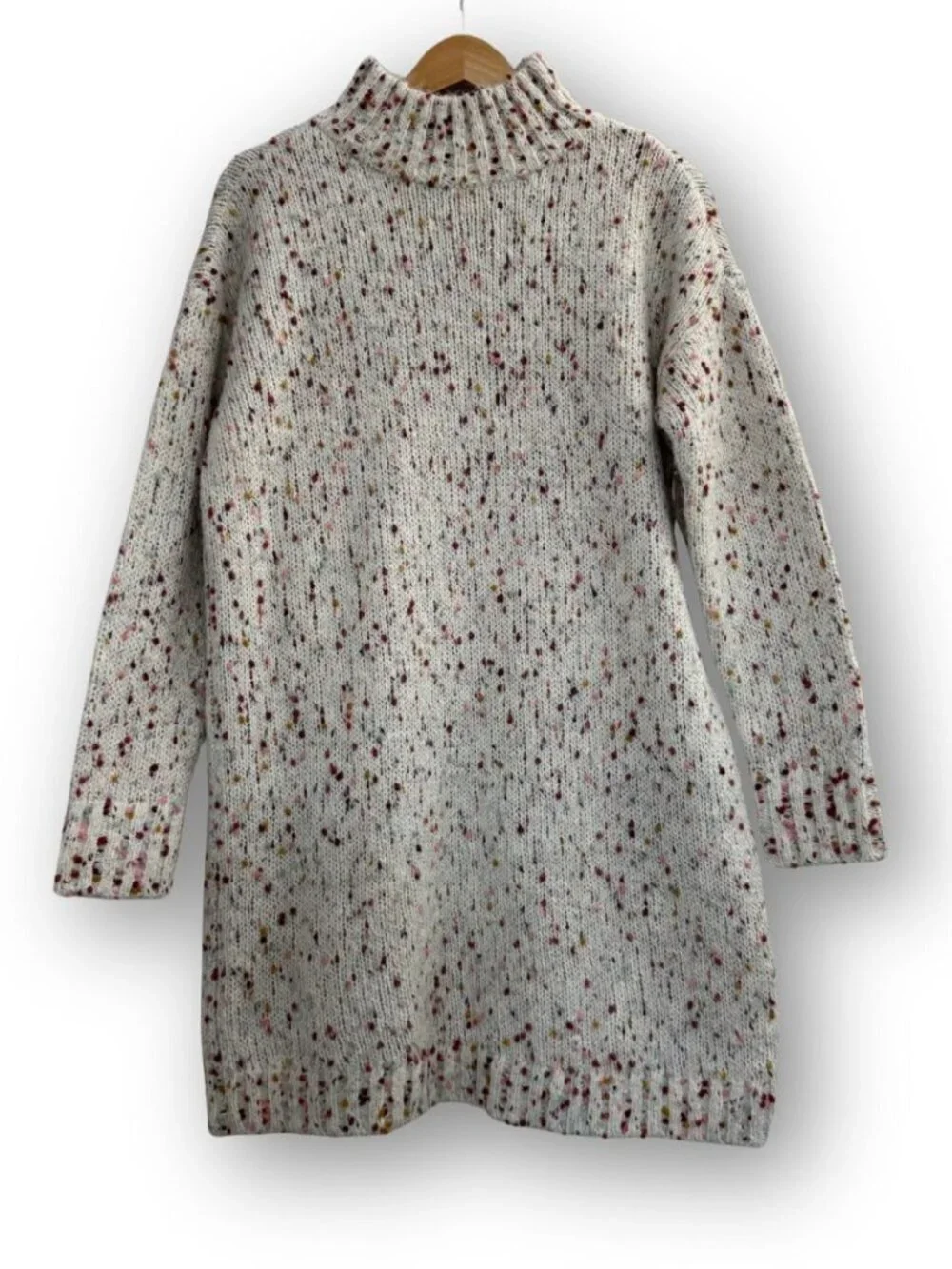 NWOT Loft Multicolor Boucle Mock Neck Sweater Dress Size Medium